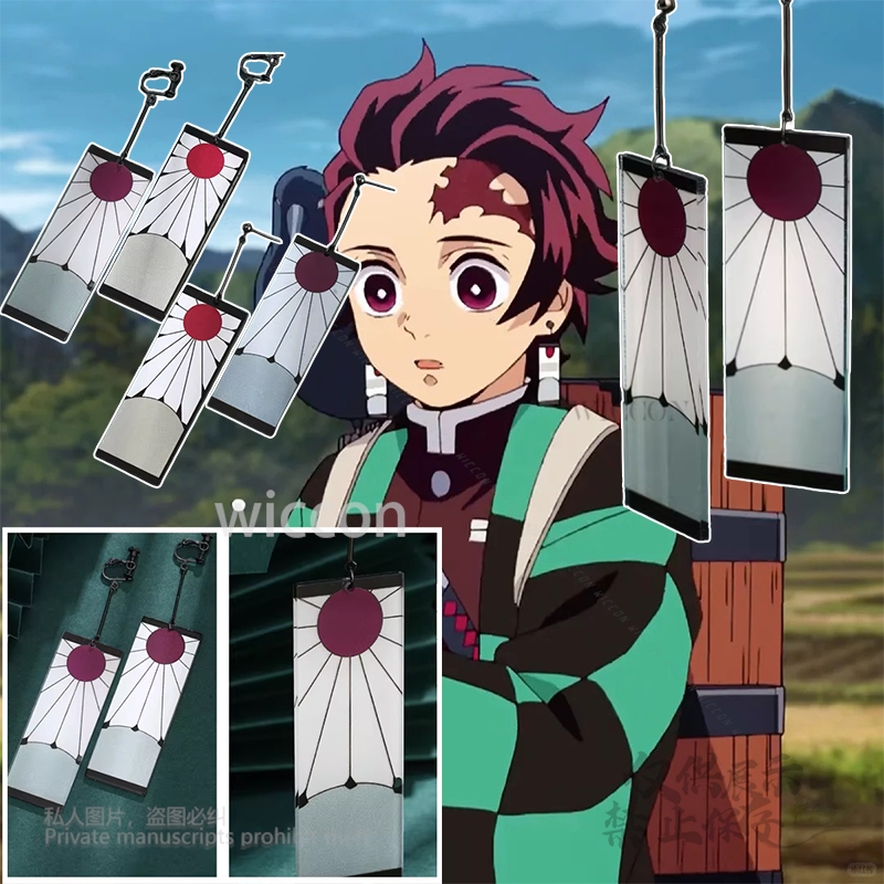 Anime Cosplay Demon Slayer - Pendientes acrílicos Clips para las orejas