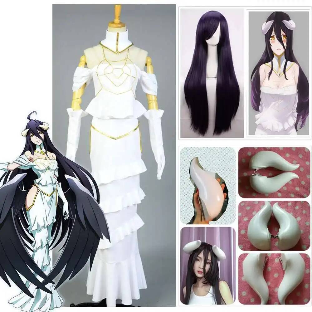 Anime Cosplay Albedo - Vestido blanco de Cosplay de Overlord