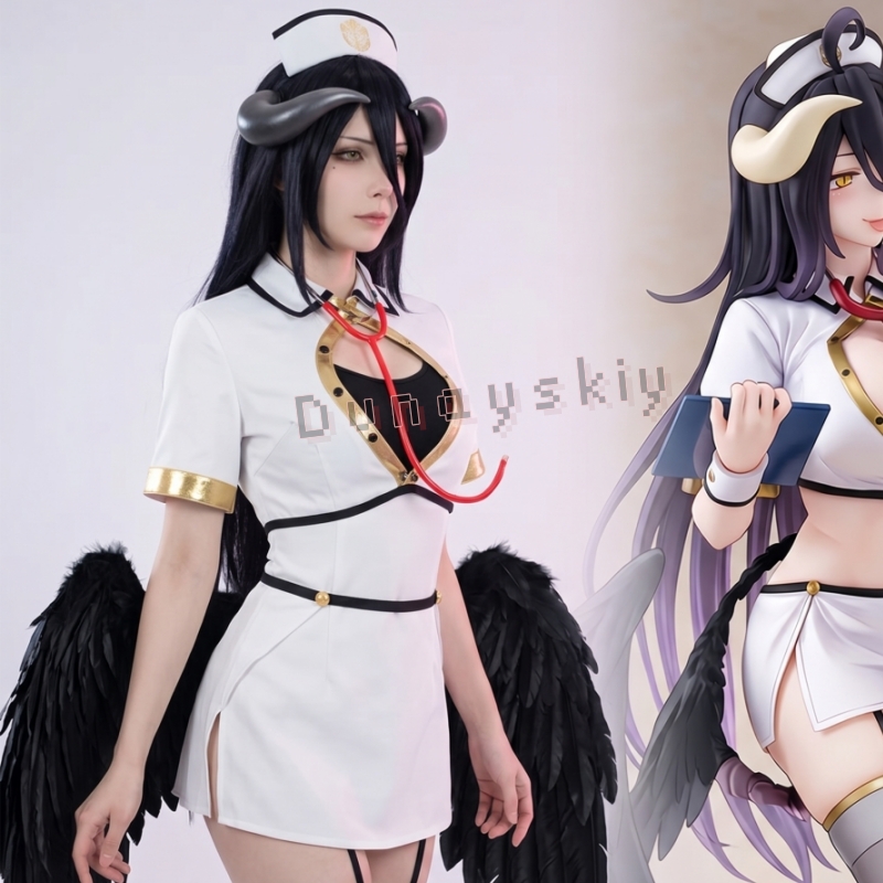 Anime Cosplay Albedo - OVERLORD Albedo, disfraz de enfermera gótica,