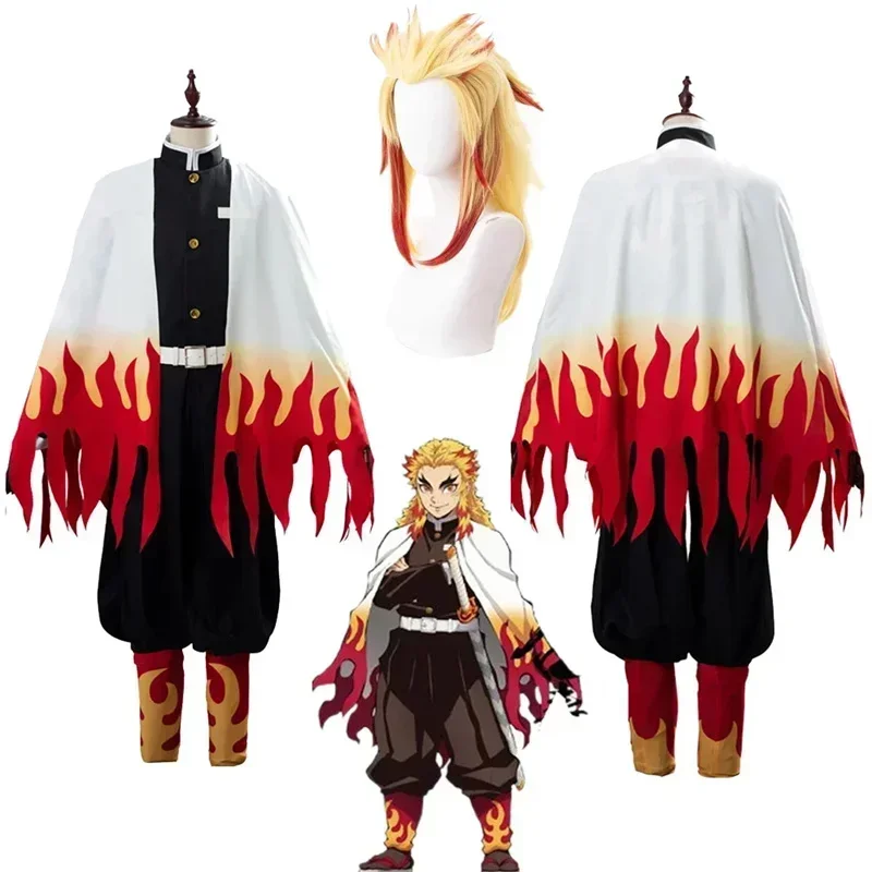Anime Cosplay Demon Slayer - Rengoku Kyoujurou-pelucas de fantasía, trajes de