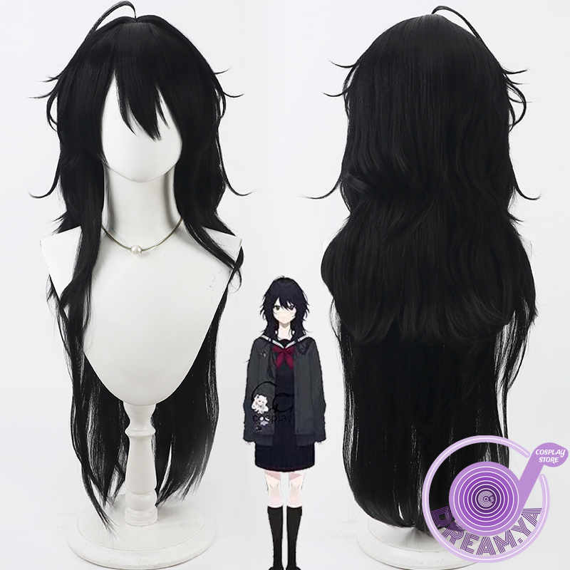 Cosplay Anime Black - Peluca de Cosplay Kisaragi Ren Vtuber,