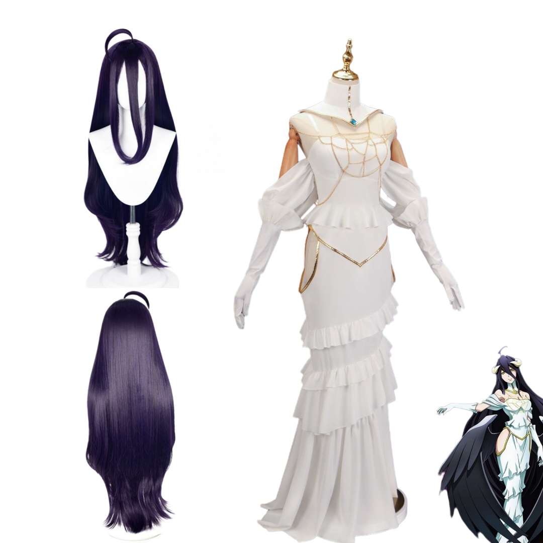 Anime Cosplay Albedo - Conjunto de peluca y disfraz de
