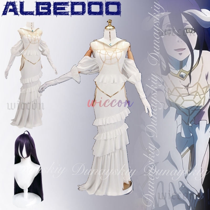 Anime Cosplay Albedo - Overlord Albedo Cosplay vestido blanco delgado