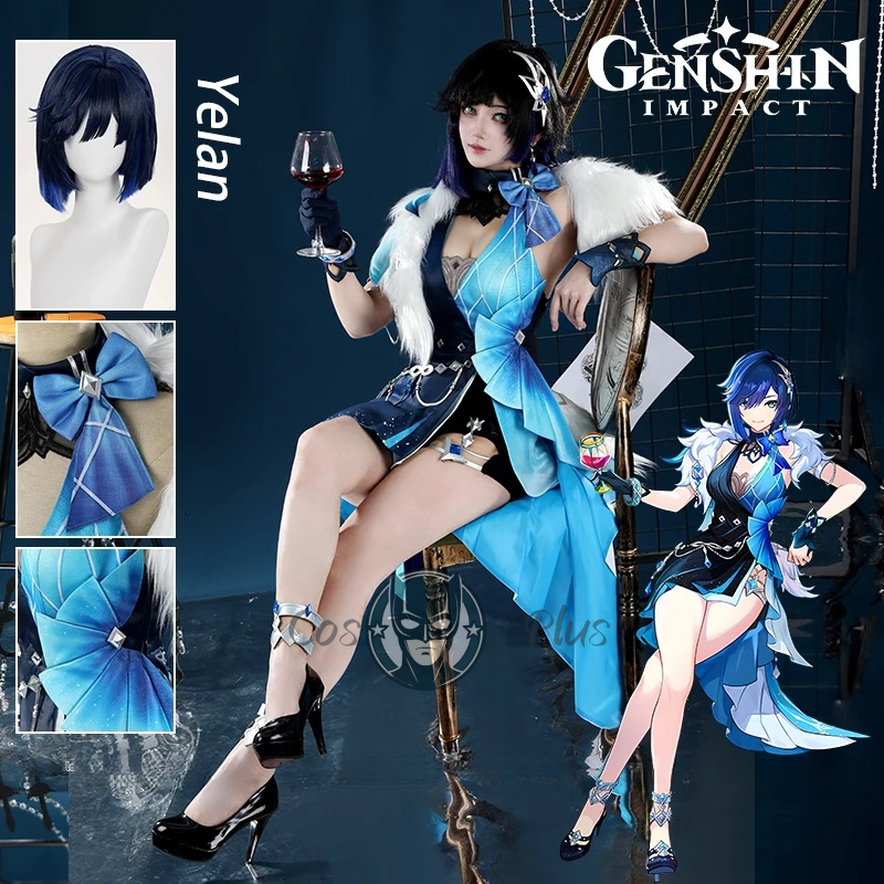 Anime Cosplay Wig - Genshin-Disfraz de Yelan de impacto para