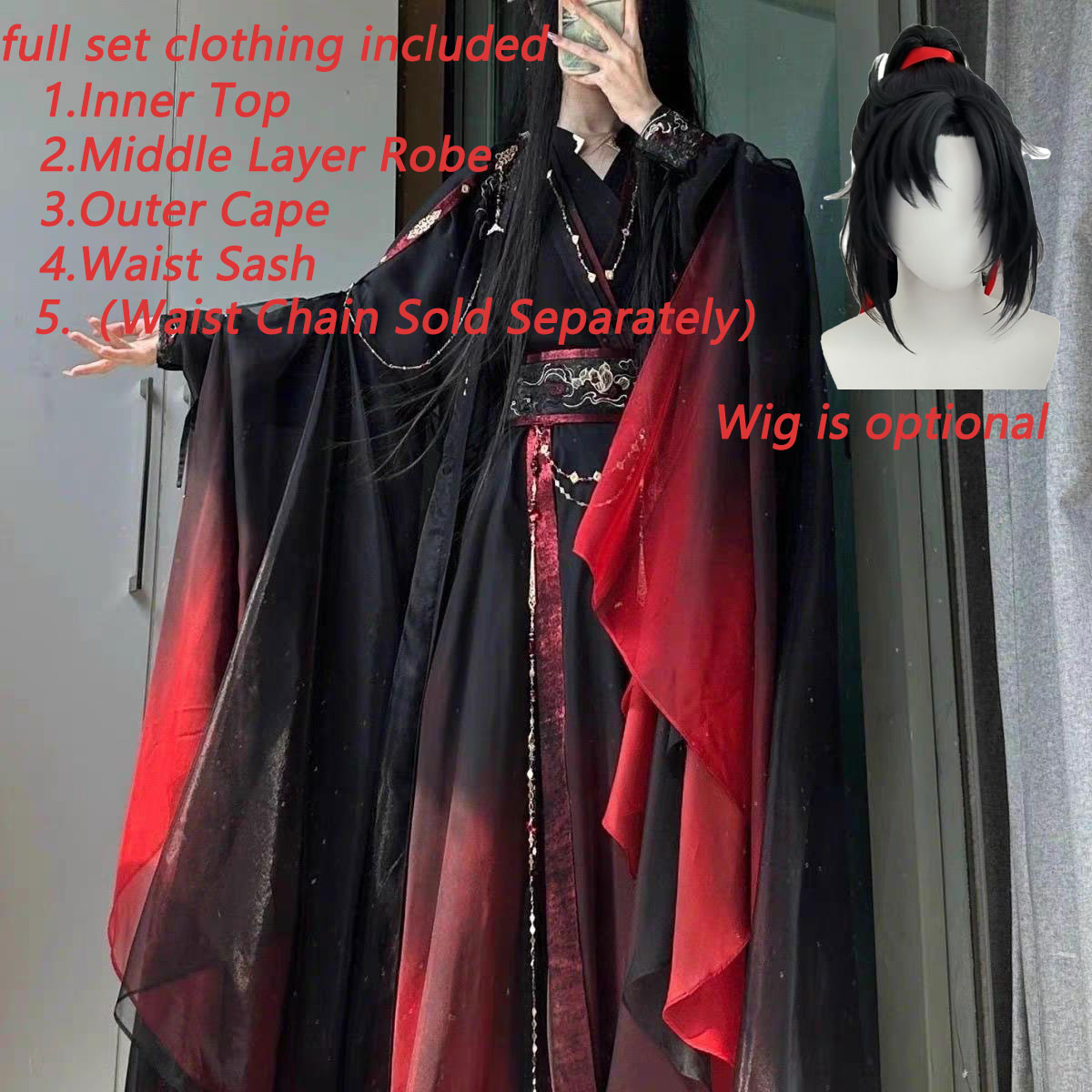 Conjunto de 4 Piezas de Túnica - Cosplay Anime Black reseña y precio