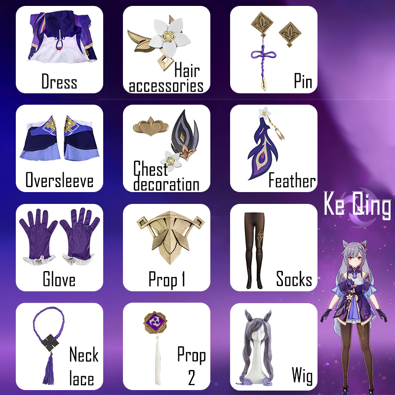 Disfraz de Cosplay de Keqing d - Anime Cosplay Mujer reseña y precio
