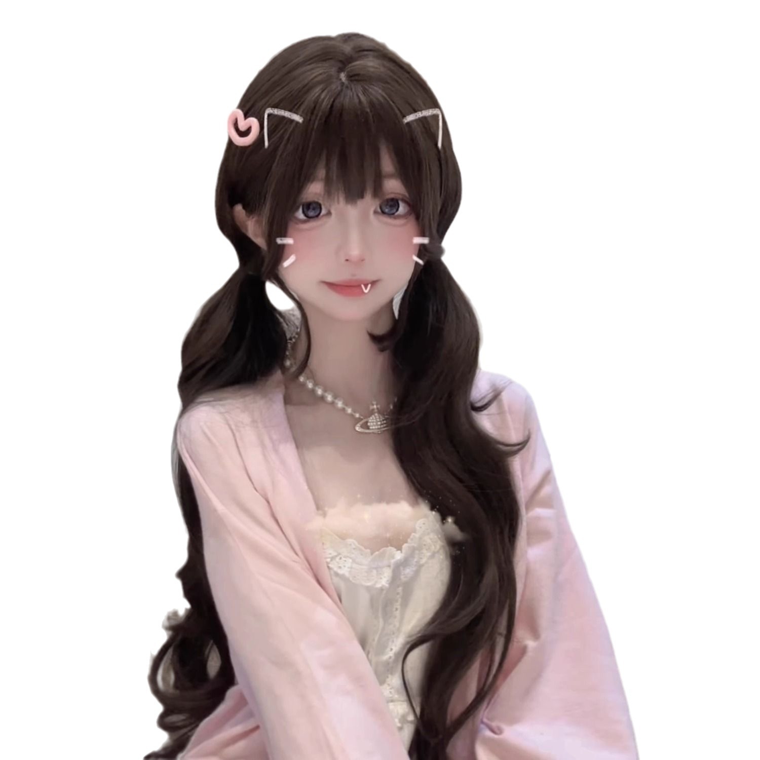 Peluca sintética larga y ondul - Anime Cosplay Girl Photo reseña y precio