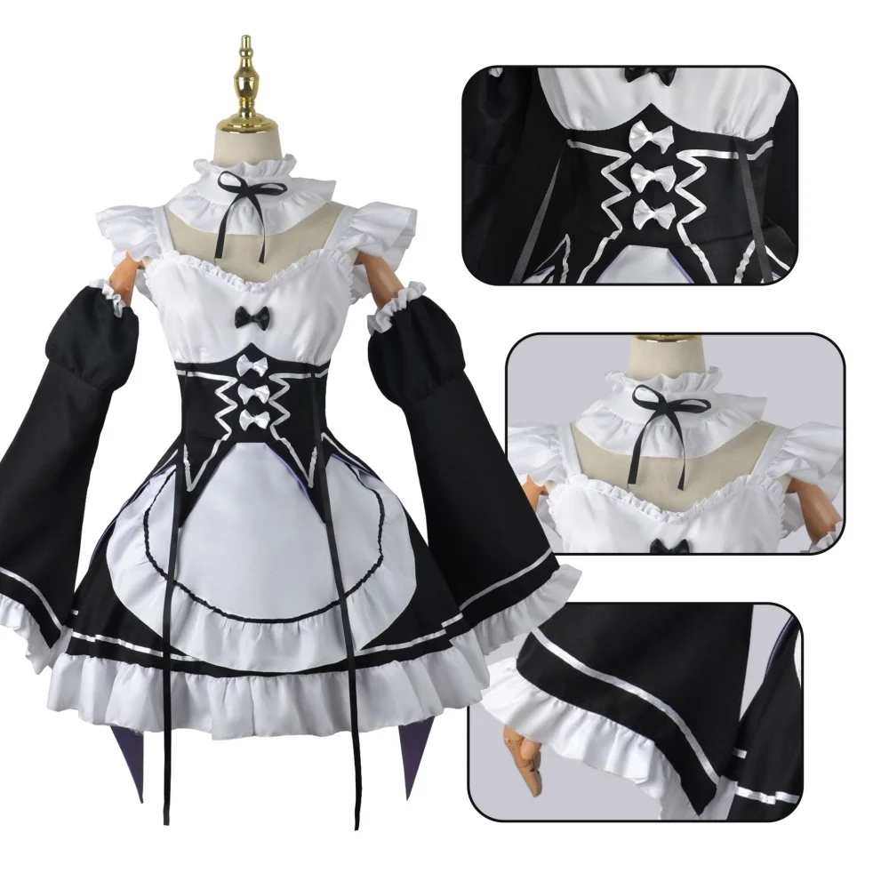 Disfraz de Anime Ram Rem Maid  - Anime Cosplay Re Zero reseña y precio